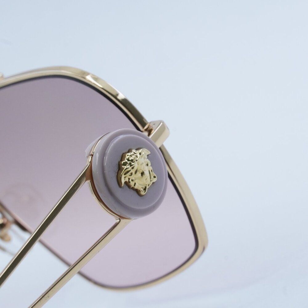 Versace VE2269 10027E Sunglasses Gold Geometric Frame, Pink Mirror Lenses - Picture 11 of 14